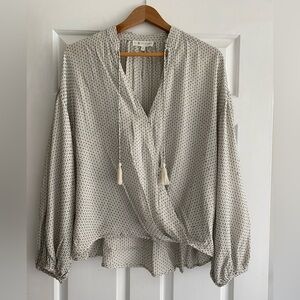 Lou & Grey Cream and Black Cross Stitch Design Pheasant Style Top Size M